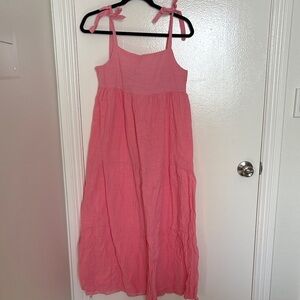 Pink Tie-Shoulder Sundress